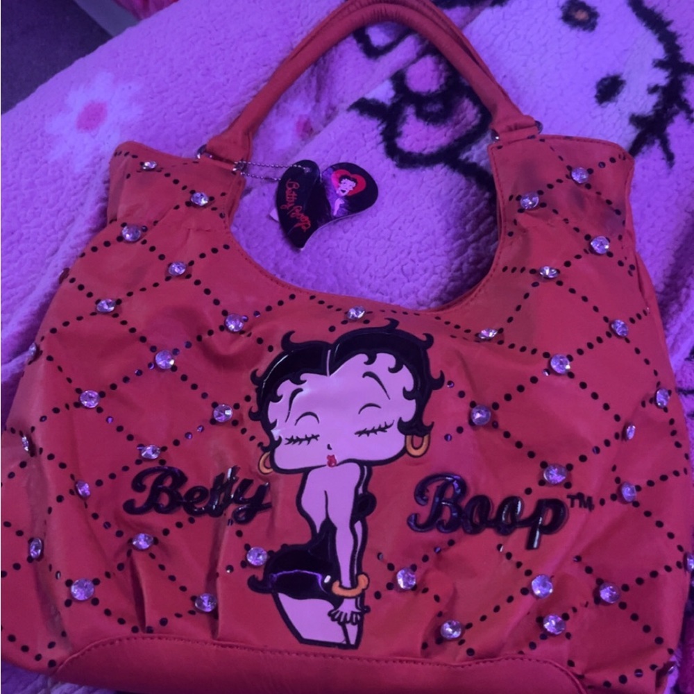 Betty Boop Vintage Orange Shoulder Bag With Rhinestones NWT - Picture 1 of 7